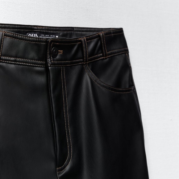 FAUX LEATHER STRAIGHT LEG PANTS - Picture 7 of 9